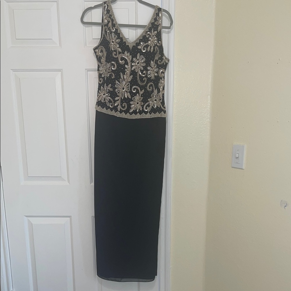 Elegant  J Kara Black and Gold Embellished Dress